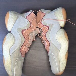 adidas Suede & Mesh High-Top Sneakers in Beige and Peach